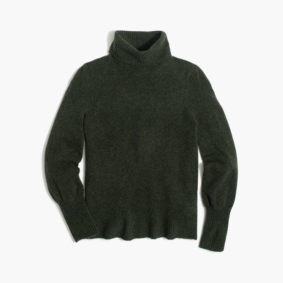 J. Crew Sweaters - J. Crew Puff Sleeve Sweater Extra Soft Yarn Wool Blend Green Med